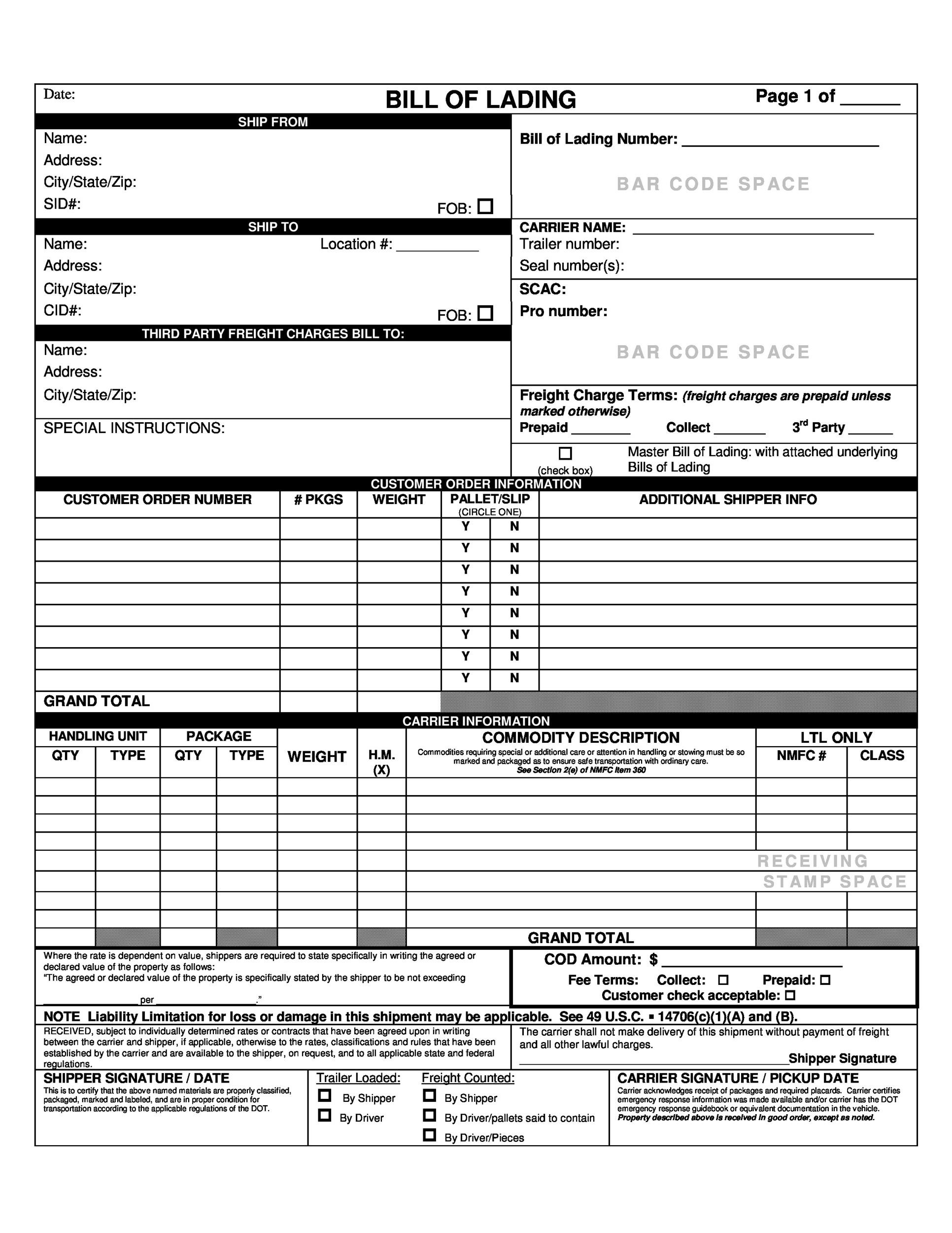 15 Bol Template Excel Sample Excel Templates