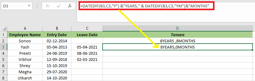 19 Calculate Tenure In Excel Meristevye