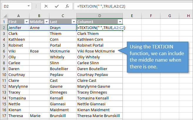 3 Ways To Combine Text In Excel Formulas Functions Power Query