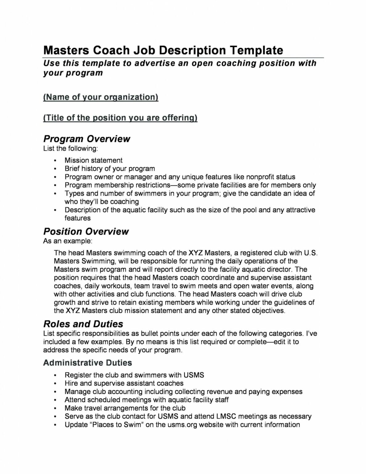 47 Job Description Templates Examples Templatelab