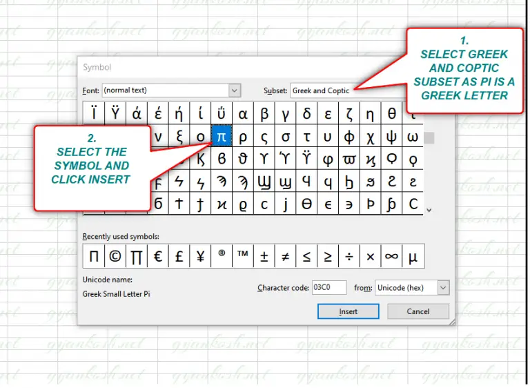 6 Ways To Insert A Pi Symbol In Excel With Examples