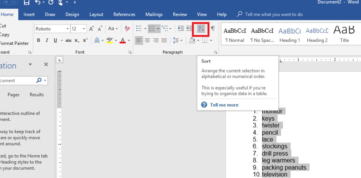 Alphabetical Order Sorter Sort A List Alphabetically In Word Select The List You Want To