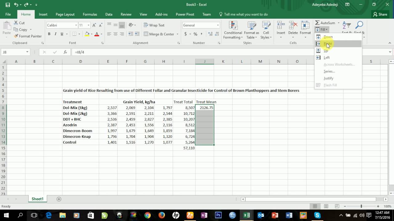 Anova Excel 2016