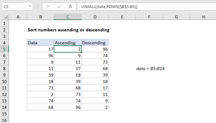 Ascending Excel