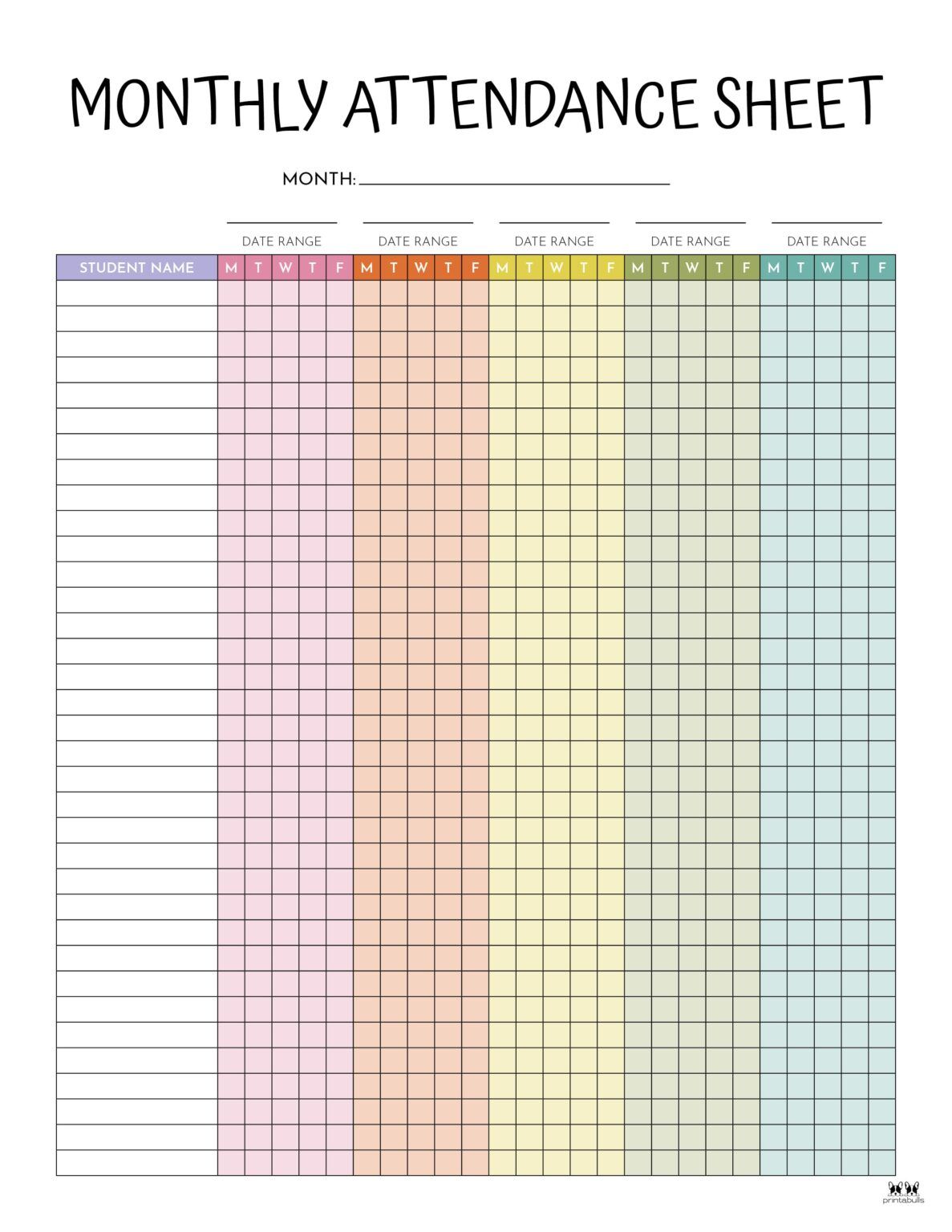 Attendance Sheets 50 Free Printables Printabulls, 49% Off