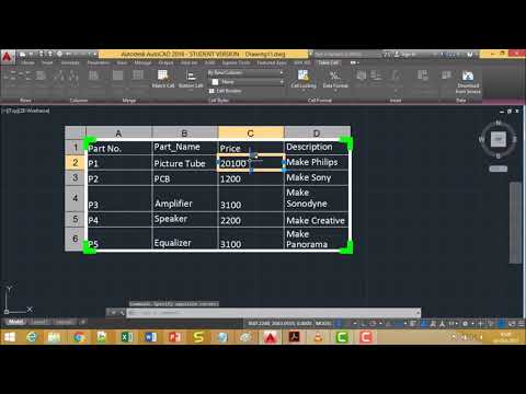 Autocad Tables And Import Of Spreadsheet Youtube