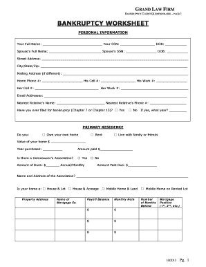 Bankruptcy Worksheet Db Excel Com