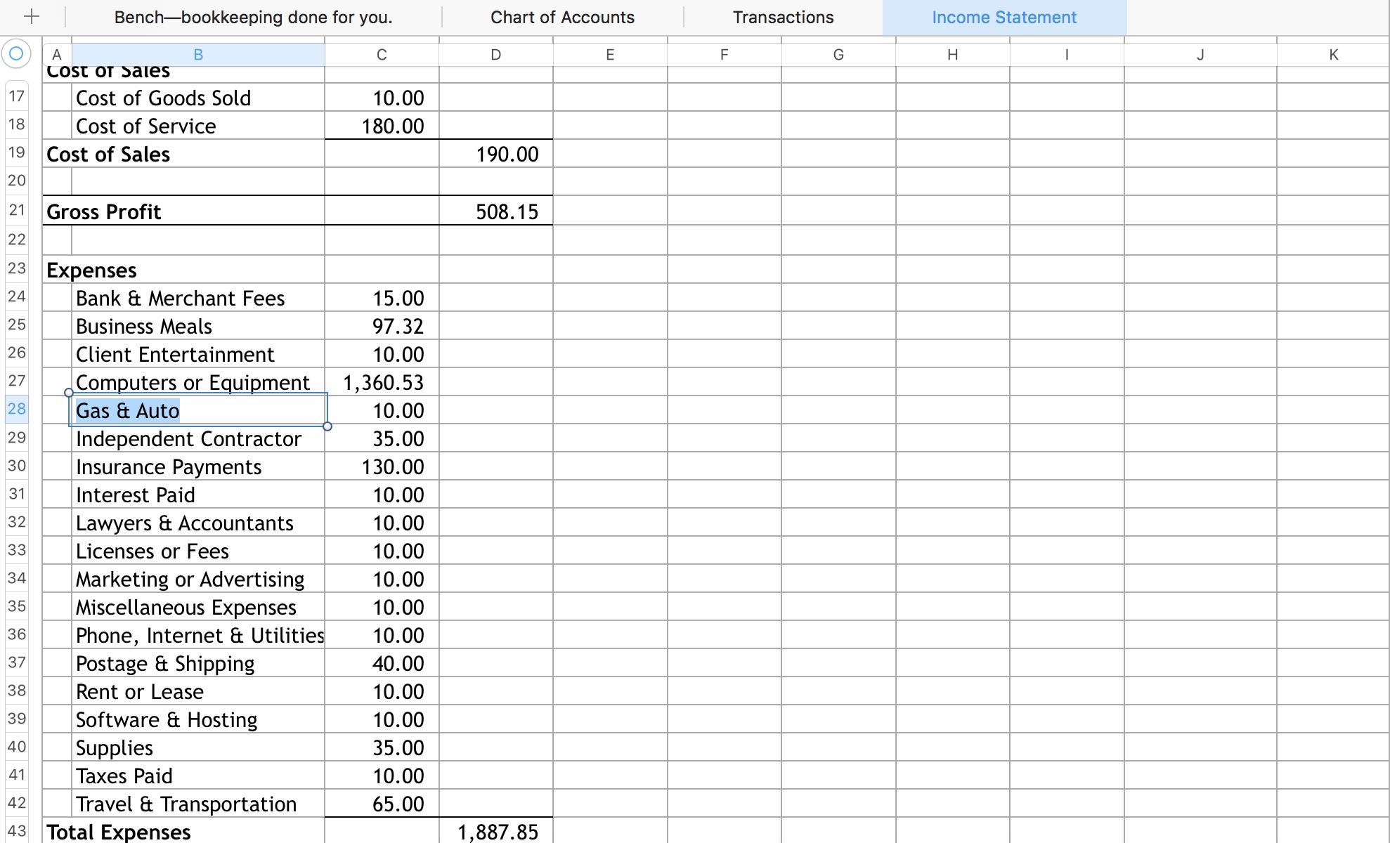 Bookkeeping And Income Tax Excel Amp Google Sheets Template