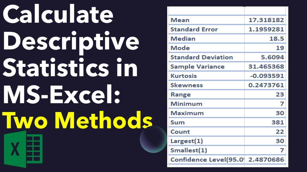 Calculate Descriptive Statistics Using Excel Formulas Perform