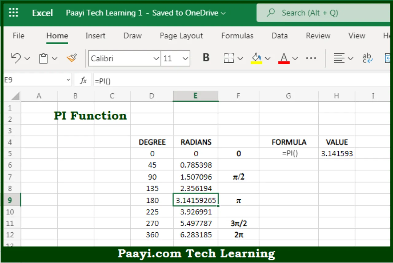 Cara Menggunakan Rumus Pi Dalam Microsoft Excel Adh Excel Com Tutorial