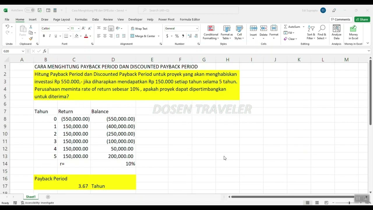 Cara Menghitung Payback Period Dengan Excel Binta Buickcafe Com