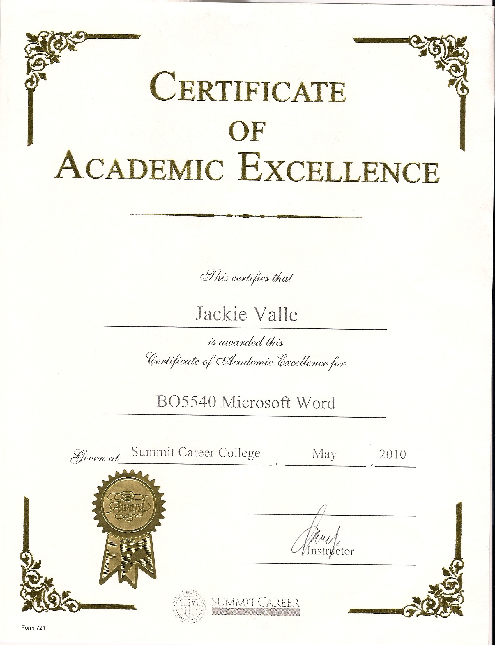 Certificate Of Academic Excellence Wording Excel Templates