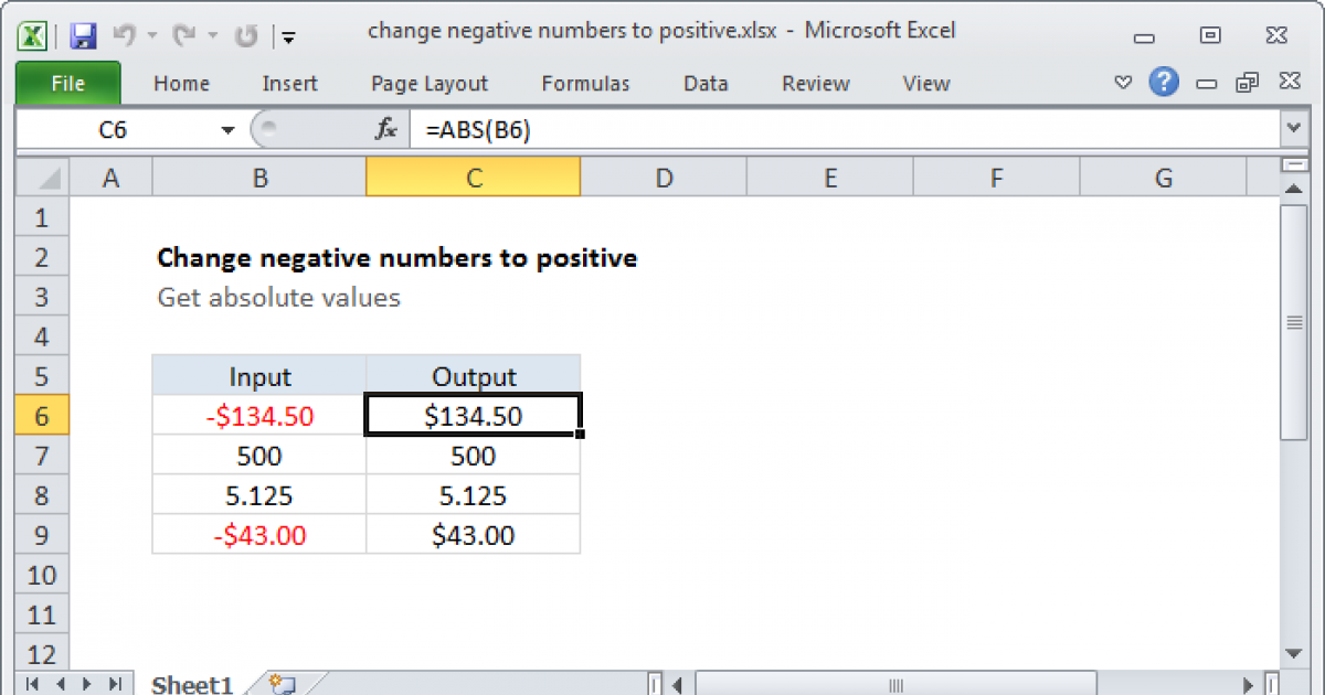 Change Negative To Positive Number In Excel How To Make Negative Numbers Red In Excel This