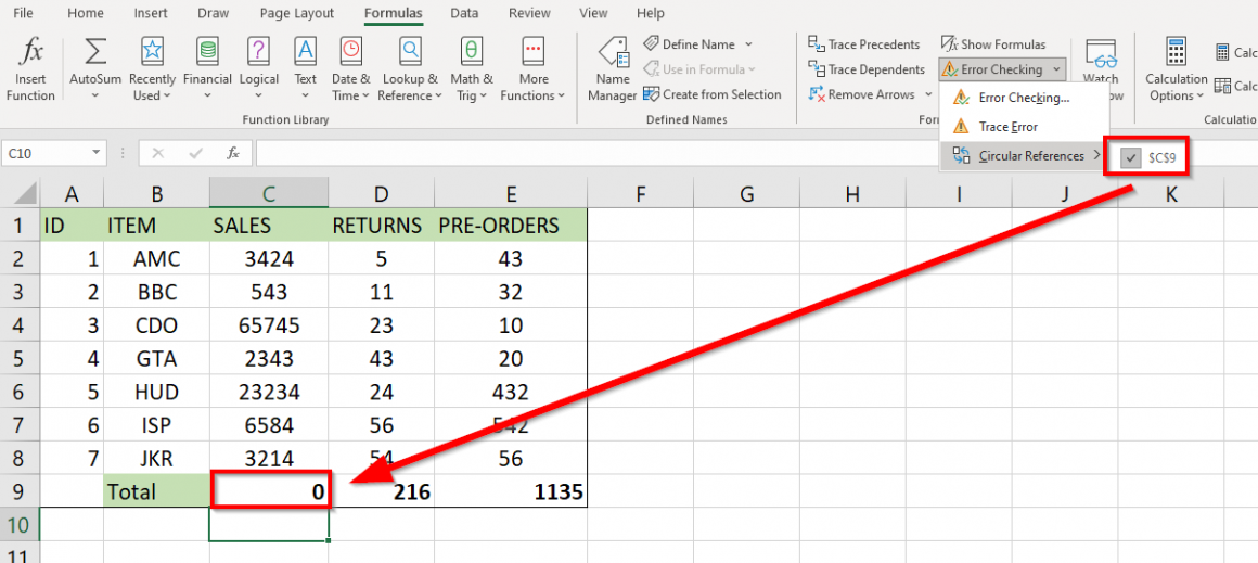 Circular Reference Fixing Circular Reference In Excel 2013 Youtube