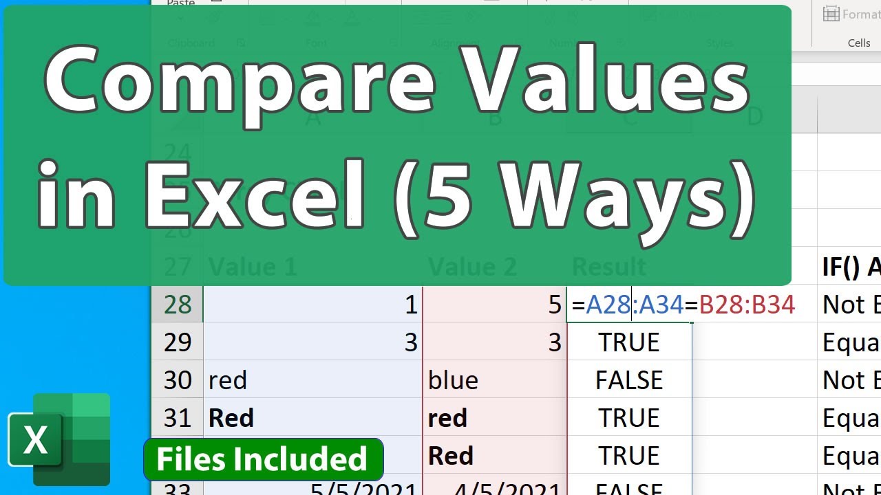 Compare Values In Excel 5 Ways Beginner To Advanced Youtube