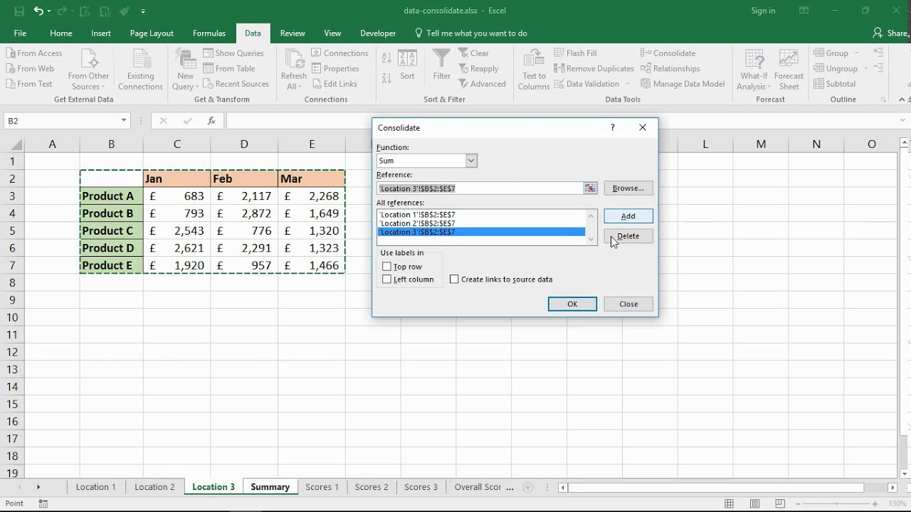 Consolidate Multiple Sheets Into One In Excel Consolidate Data In Excel Excel Msexcel