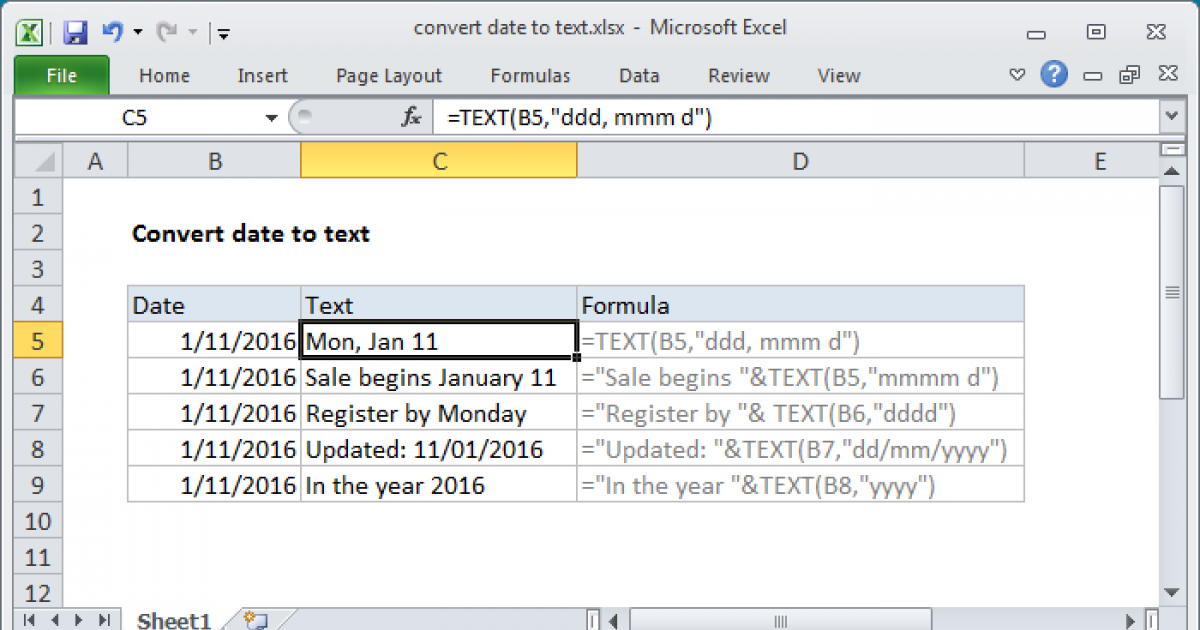 Convert Date To Text In Excel Explained With Examples Riset