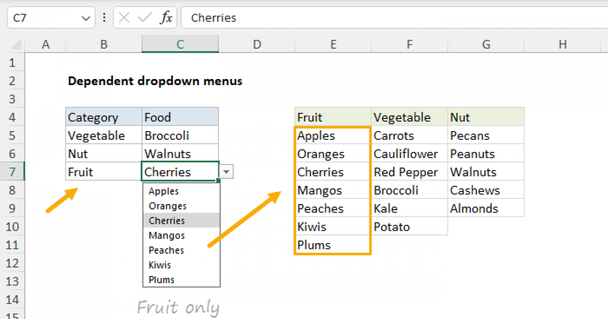 Create A Dynamic Dependent Drop Down List In Excel An Easy Way