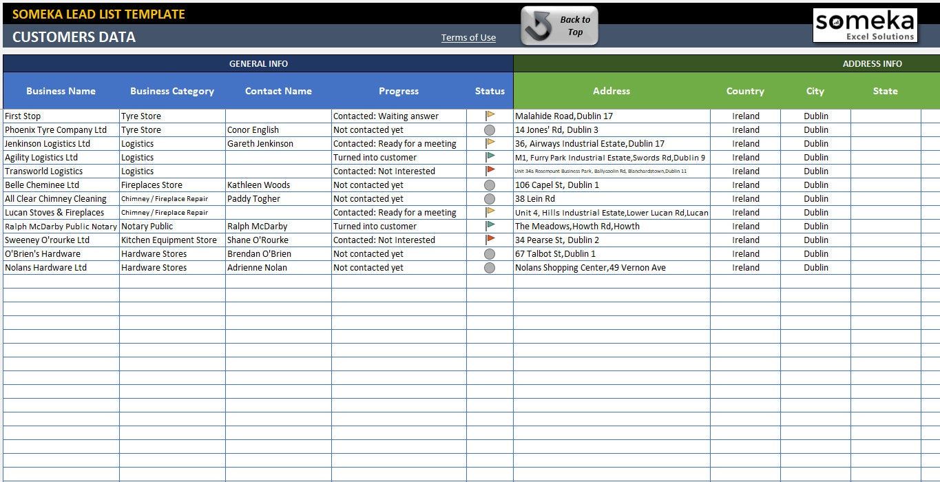 Customer Follow Up Sheet Excel Template Lead List Tracker