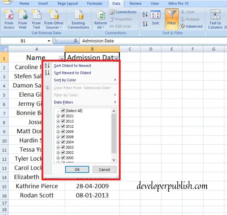 Date Filter In Excel Mr Coding