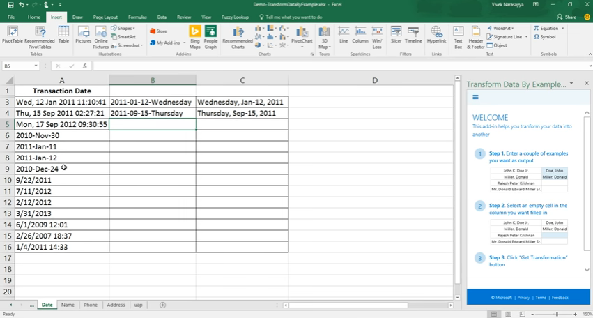 Easy Data Transformation With Transform Data By Example For Excel