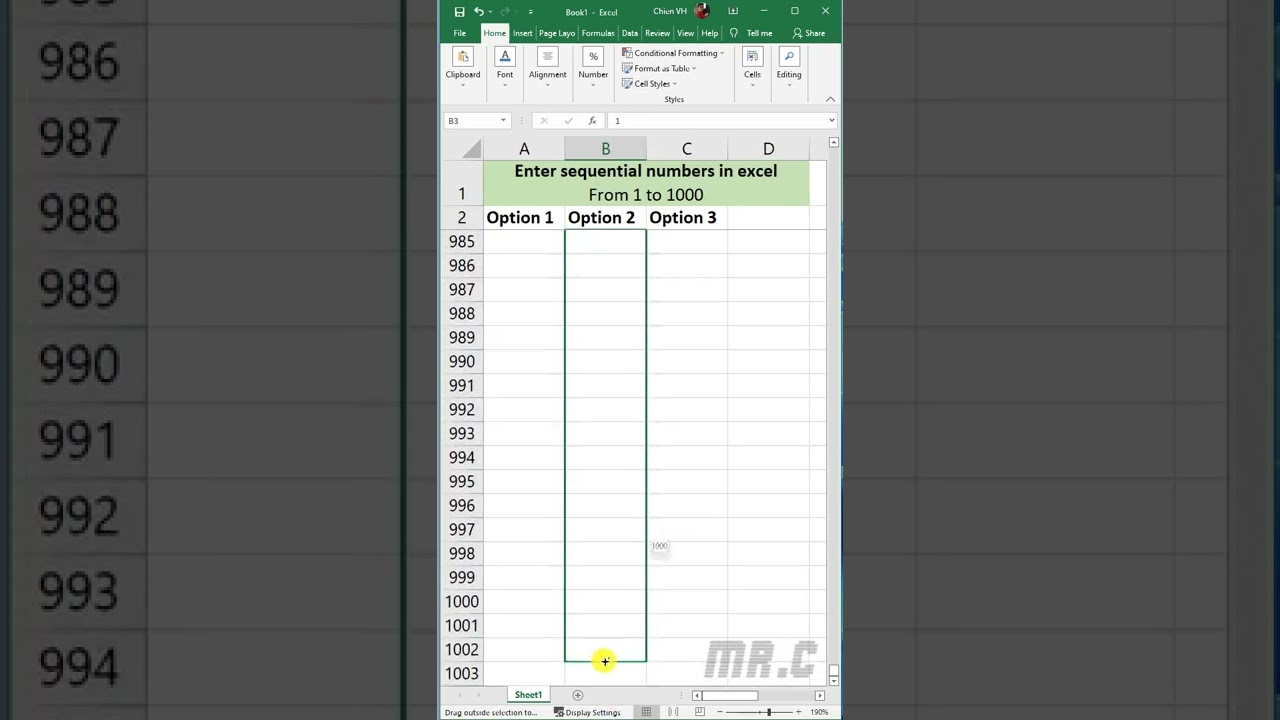 Enter Sequential Numbers In Excel Shorts Youtube