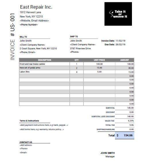 Entry 10 By Salmanhq381 For Create Invoice Template For Excel And Ms