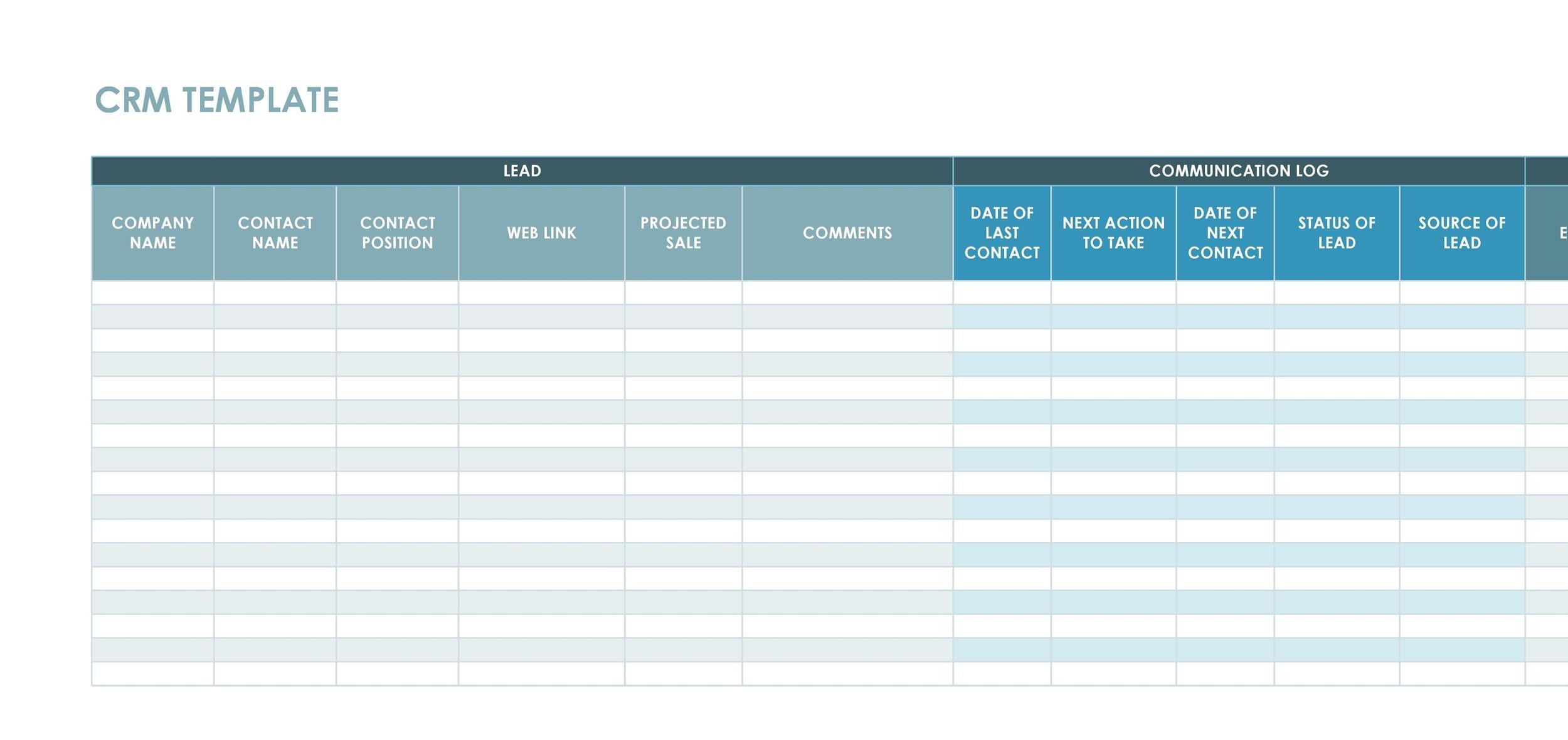 Excel Crm Template For Customer Relationship Management