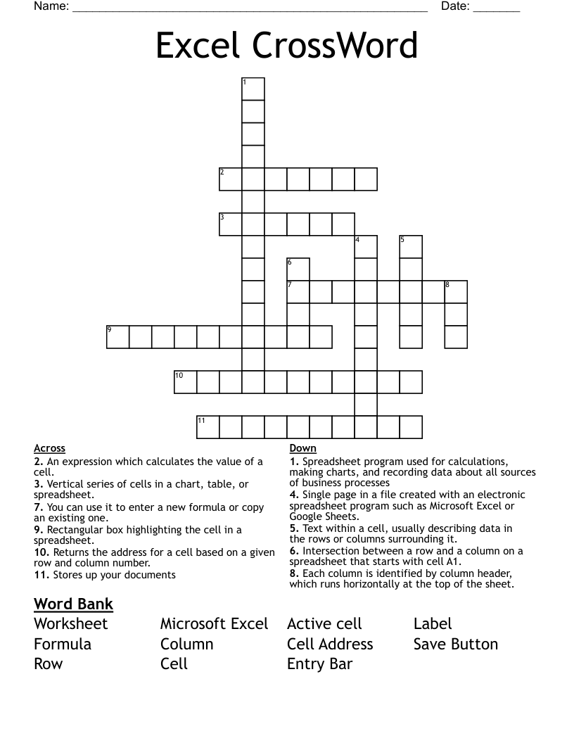 Excel Crossword Wordmint