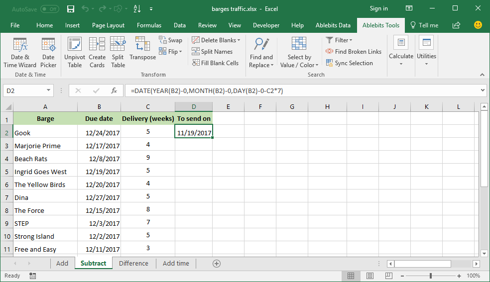 Excel Date Formulas Made Easy Number Of Days Between Two Dates