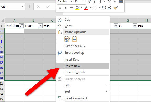 Excel Delete Row From Table