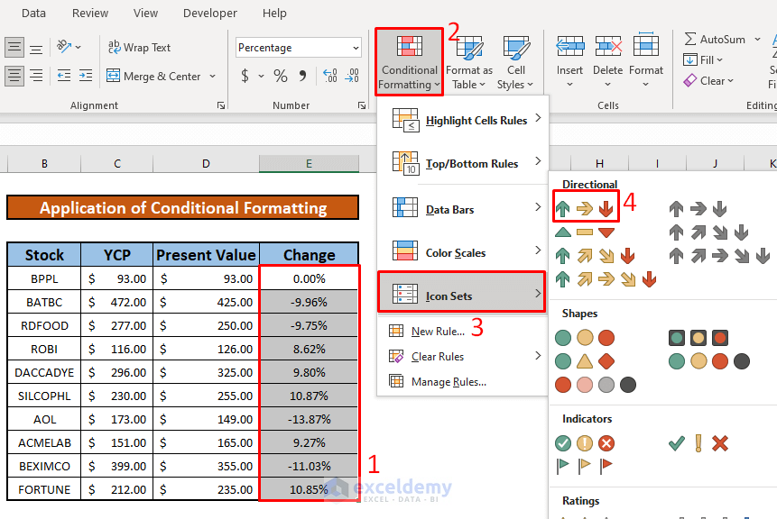 Excel Display Up Down Arrows Excel Articles