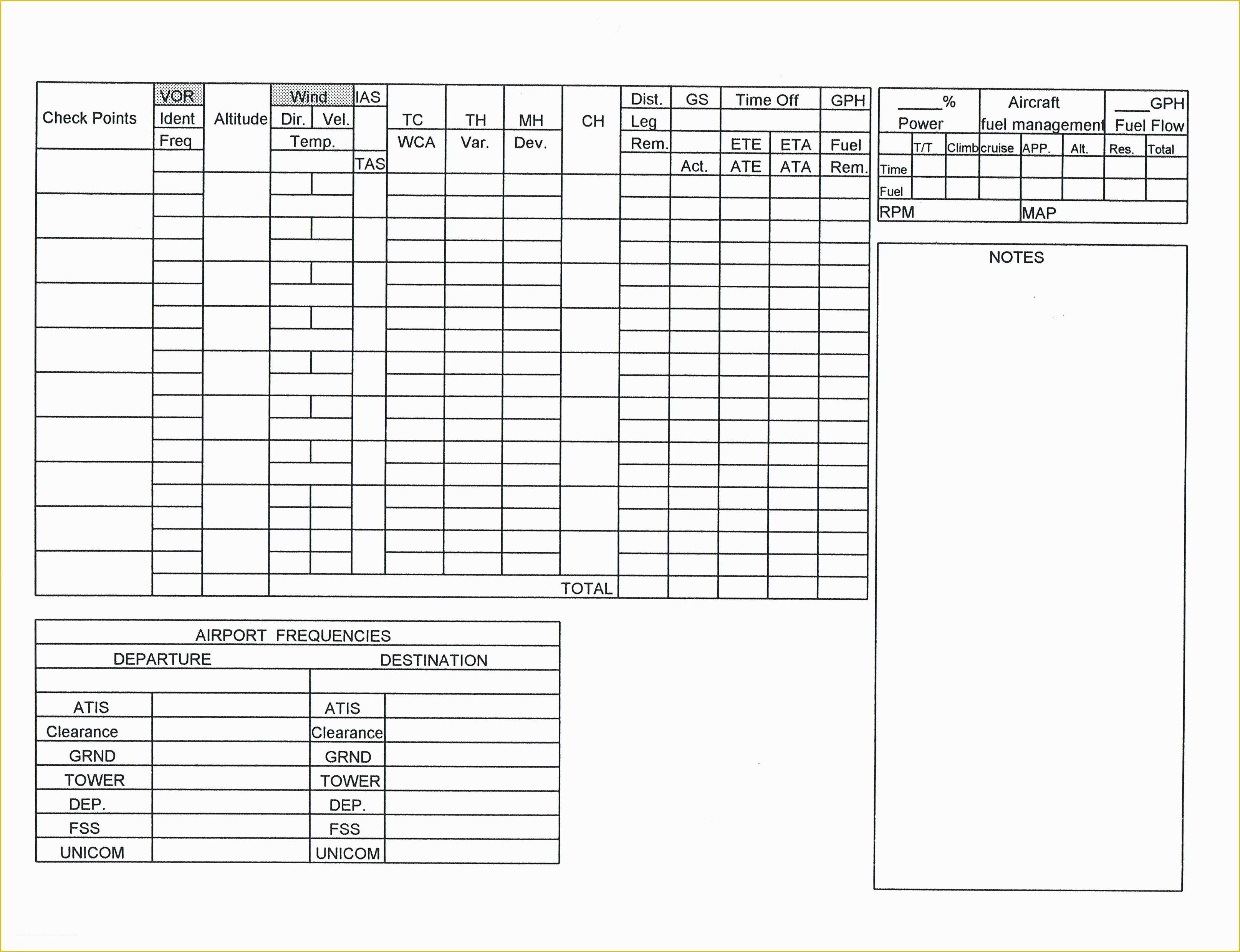 Excel Flight Log Ms Excel Templates