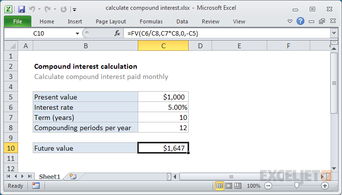 Excel Formula Calculate Interest Rate For Loan Exceljet