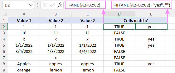 Excel Formula Check Multiple Cells Value In A Sorted List Have Same Value As Another Manual