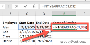 Excel Formula To Calculate Years Of Service Microsoft Community