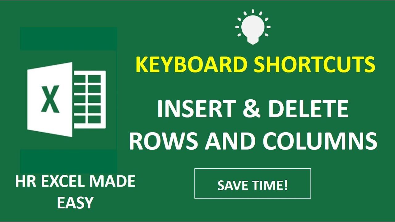 Excel Keyboard Shortcut To Insert Delete Columns Rows Insert