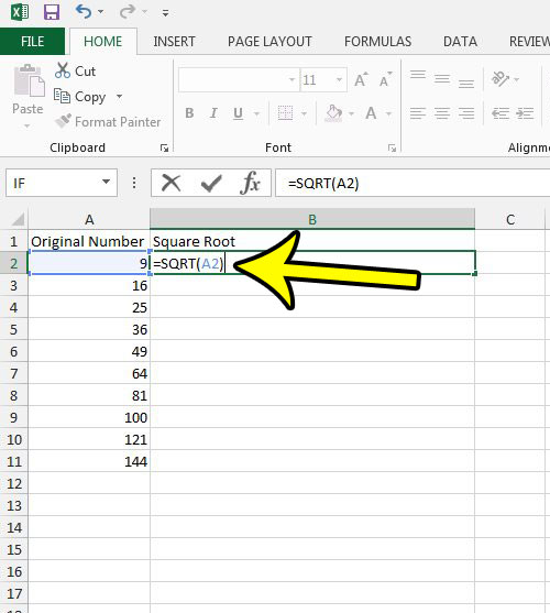 Excel Obtaining The Square Root Youtube