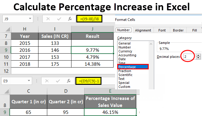 Excel Percentage Increase Formula Calculate Percentage Increase In