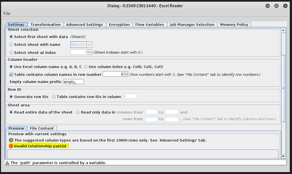 Excel Reader Issue Invalid Relationship Part Id Knime Analytics Platform Knime Community Forum