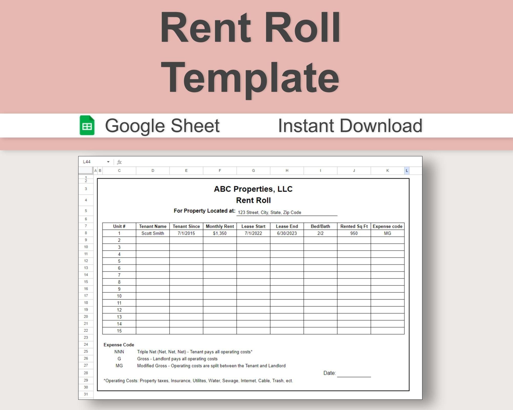 Excel Rent Roll Template Rental Ledger Template Rental Ledger Template