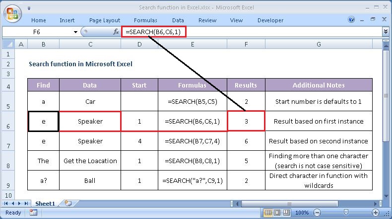 Excel Search Function Examples