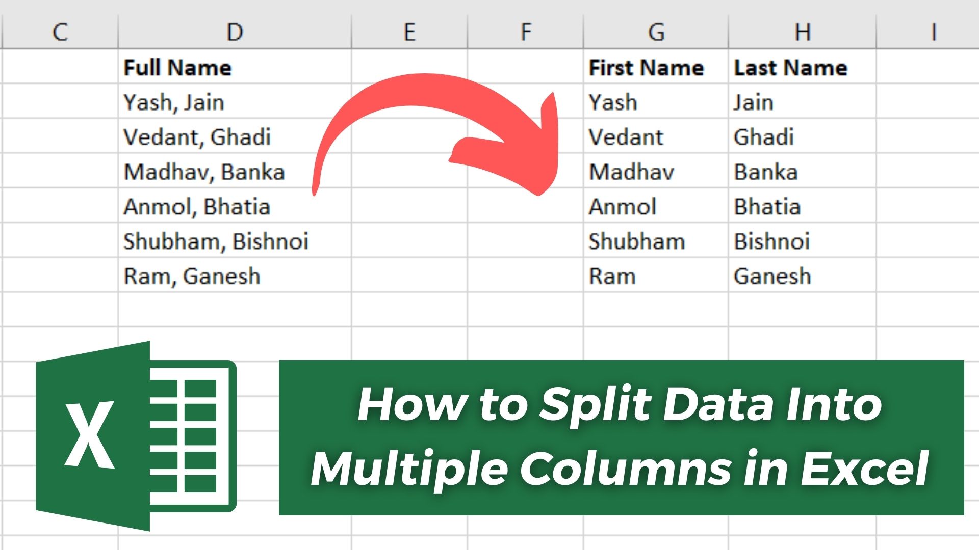 Excel Tips Split First Amp Last Names Into Separate Columns Shorts Exceltips Exceltutorial