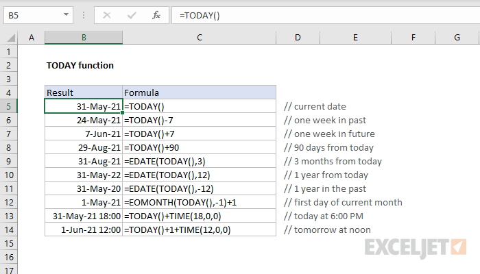 Excel Today Function Youtube