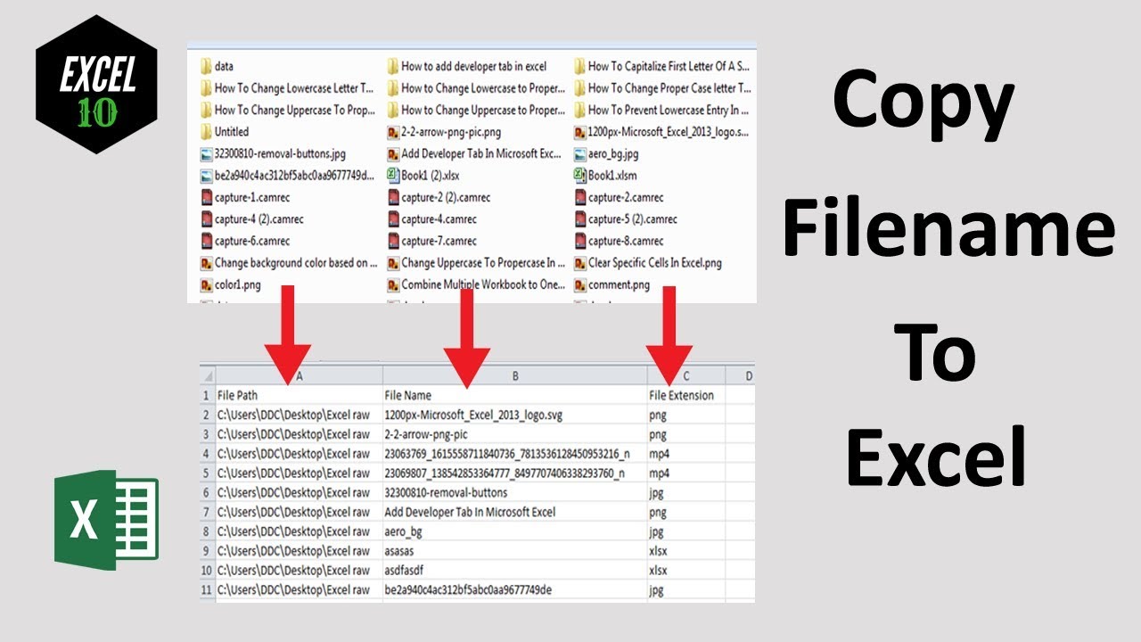 Excel Tutorial How To Copy File Names Into Excel Excel Dashboards Com