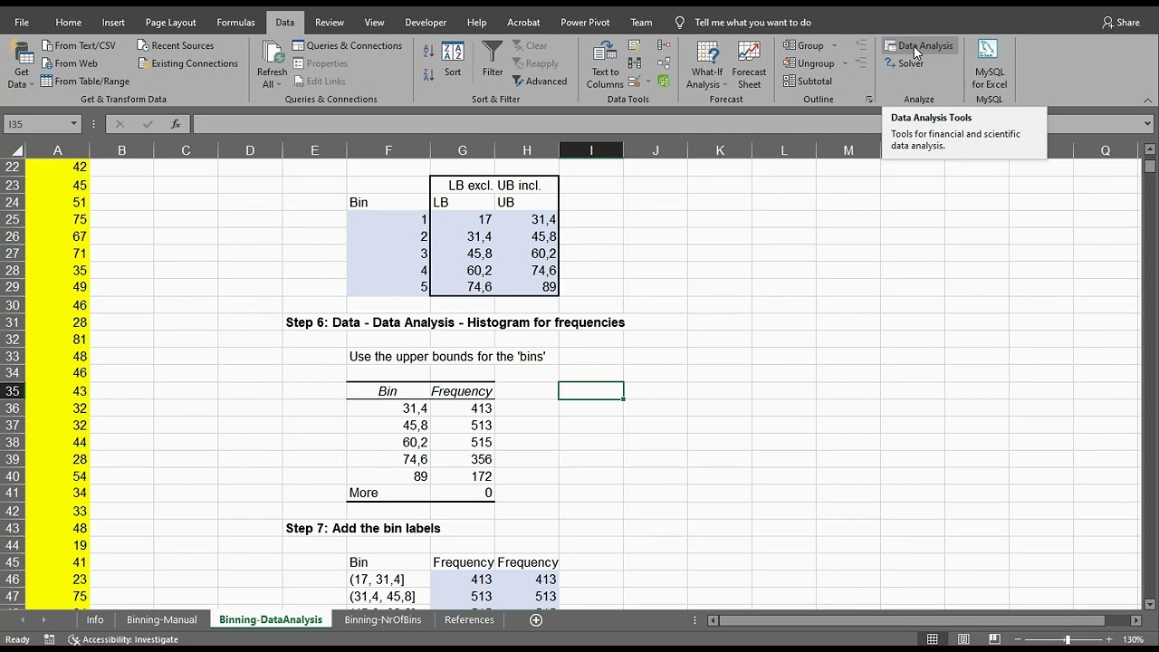 Excel Tutorial How To Create Bins In Excel Excel Dashboards Com