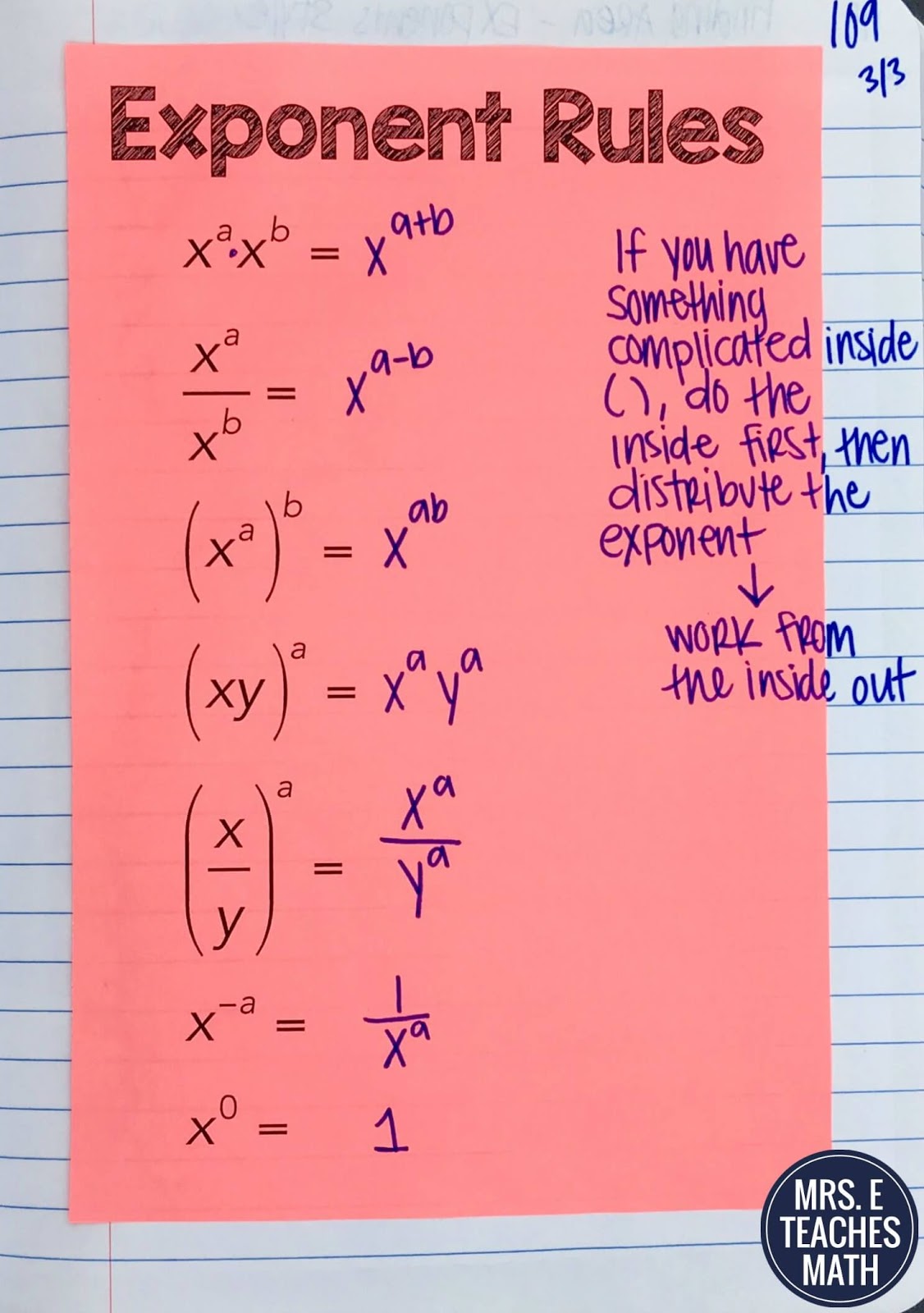 Exponent Rules And Examples