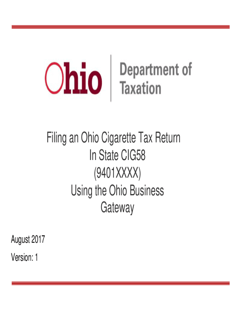 Fillable Online Filing An Ohio Cigarette Tax Return Fax Email Print