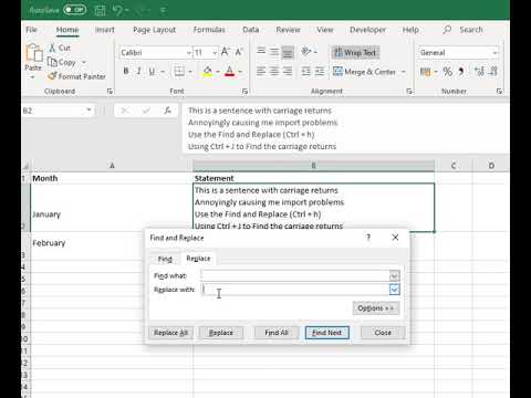 Find And Remove Carriage Returns New Lines From An Excel Document Youtube