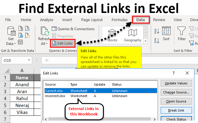 Find External Links In Excel How To Find External Links